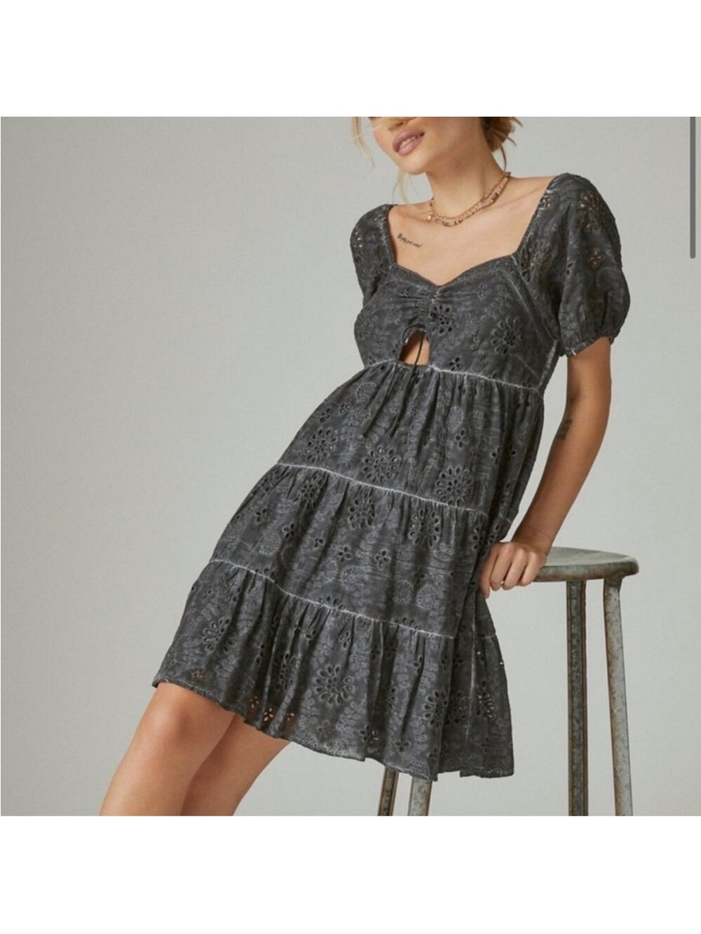 LUCKY BRAND Eyelet mini dress size Medium